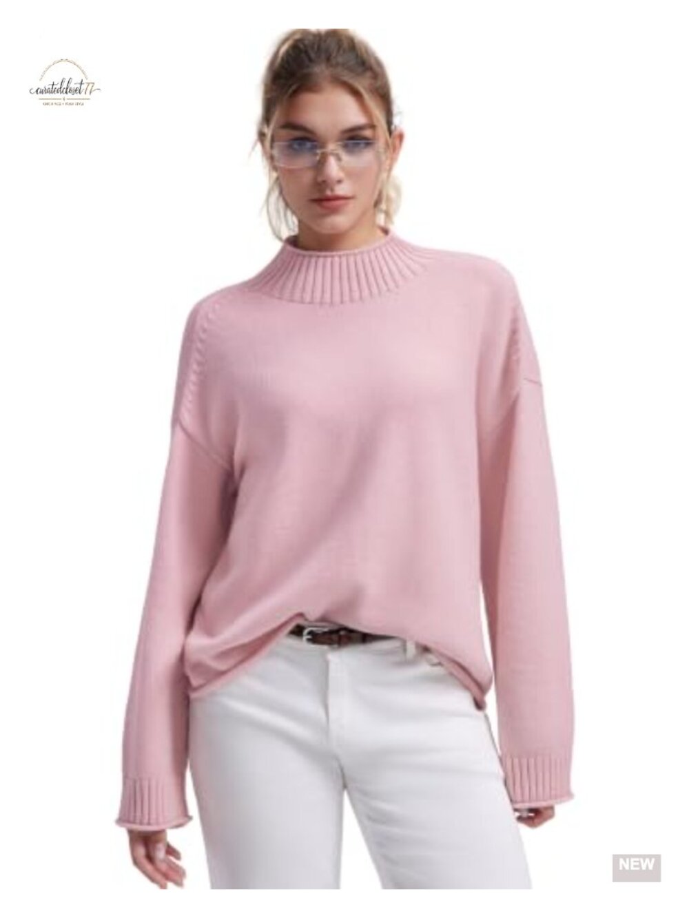 Cashmere Blend Oversized Mock Neck Pullover Sweater